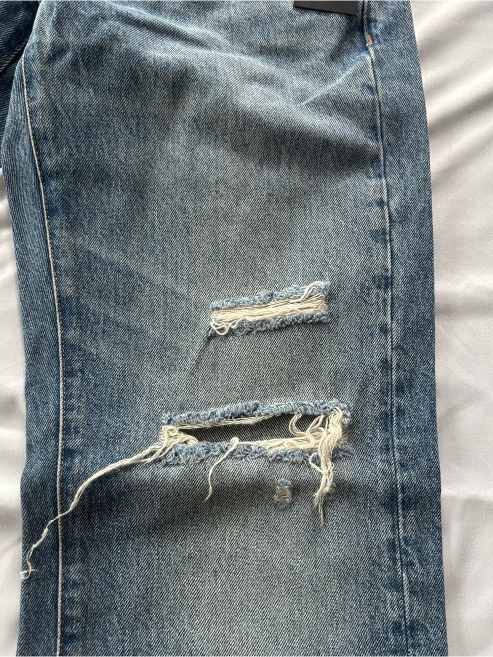 7 For All Mankind Women’s Low Straight Med Wash Distressed Sz 27 NEW w Tag $248 - Picture 4 of 14